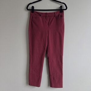 WHBM White House Black Market Slim Ankle Comfort Stretch Pants Wine Size 2